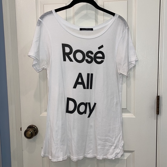 Wildfox Rose All Day White V Neck Short Sleeve Tee Size Small - Picture 5 of 7